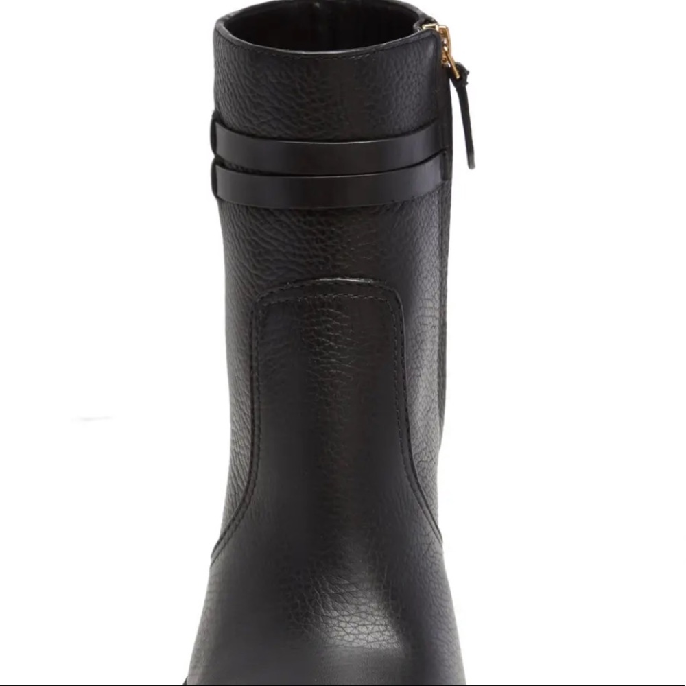 NIB Tory Burch Leigh Lug Sole Leather Black Bootie - Picture 4 of 9